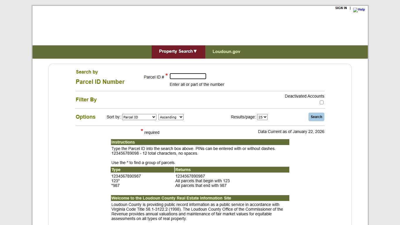 Loudoun County - Parcel ID Number Search