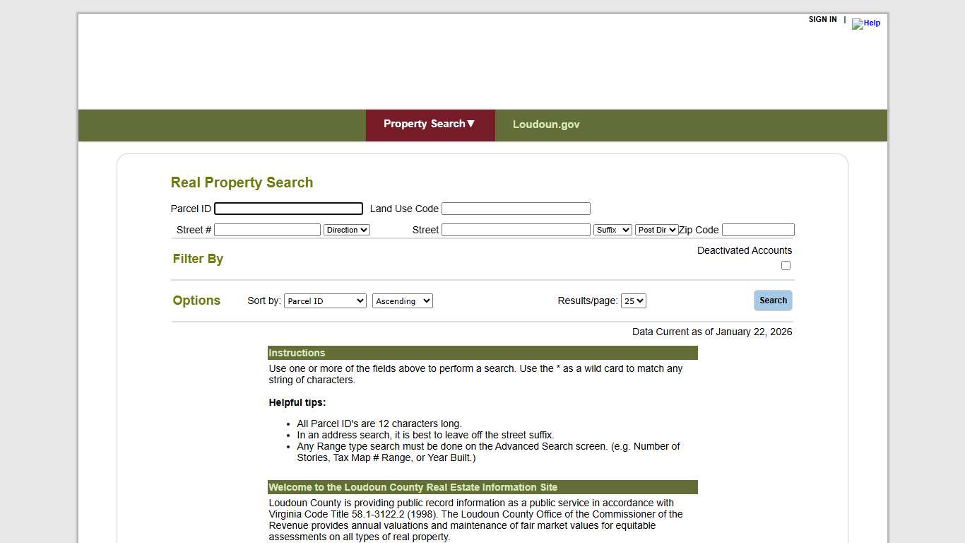 Loudoun County - Real Property Search Search